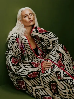 Hand-Loomed Ikat Velvet Reversible Robe  | One Size