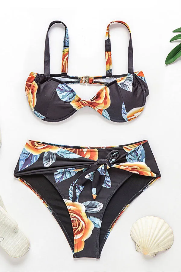 High Waist Floral Print Retro Bikini