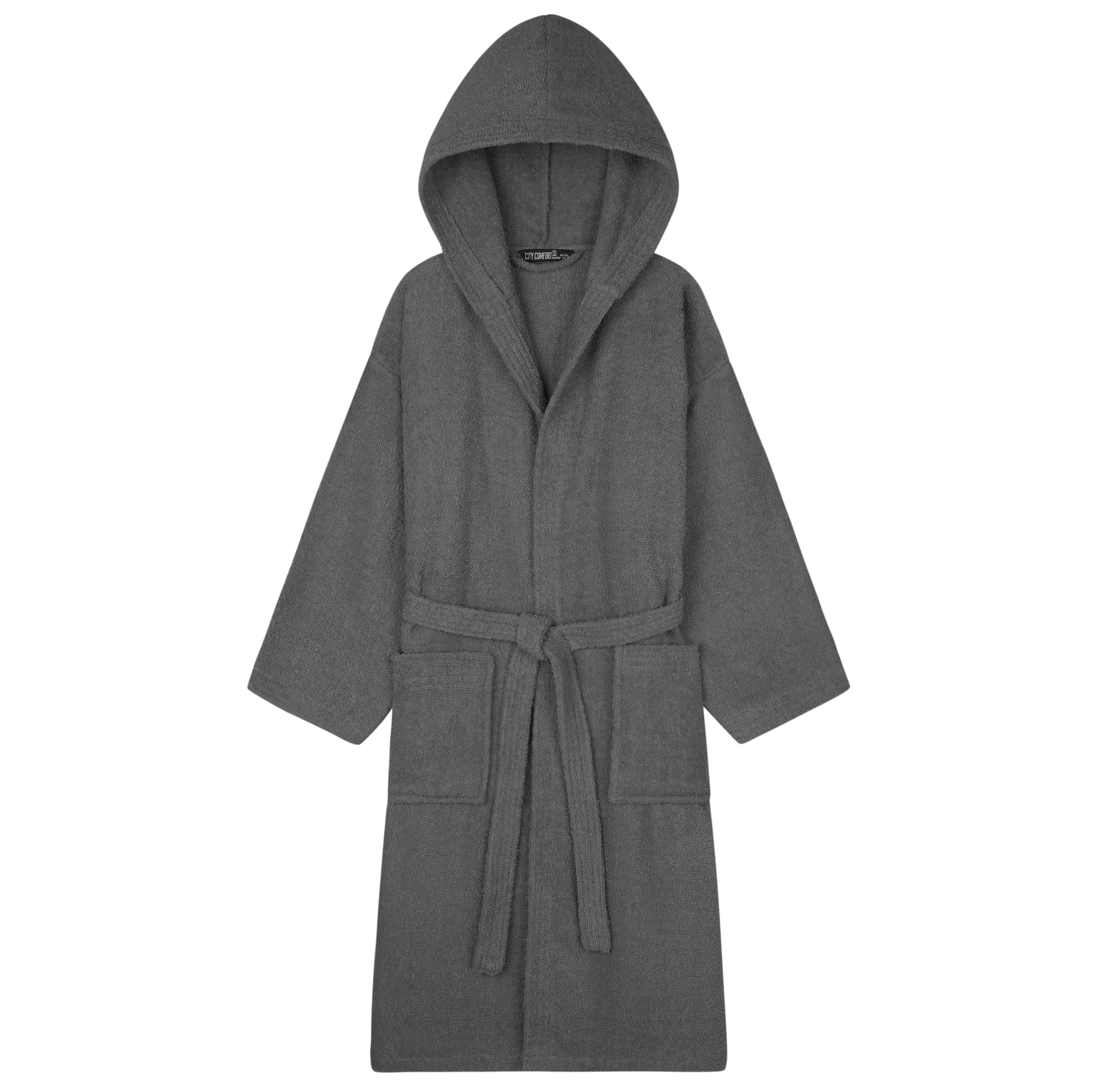 Hooded Bath Robes for Women - Absorbent Cotton Terry Towelling Bathrobe