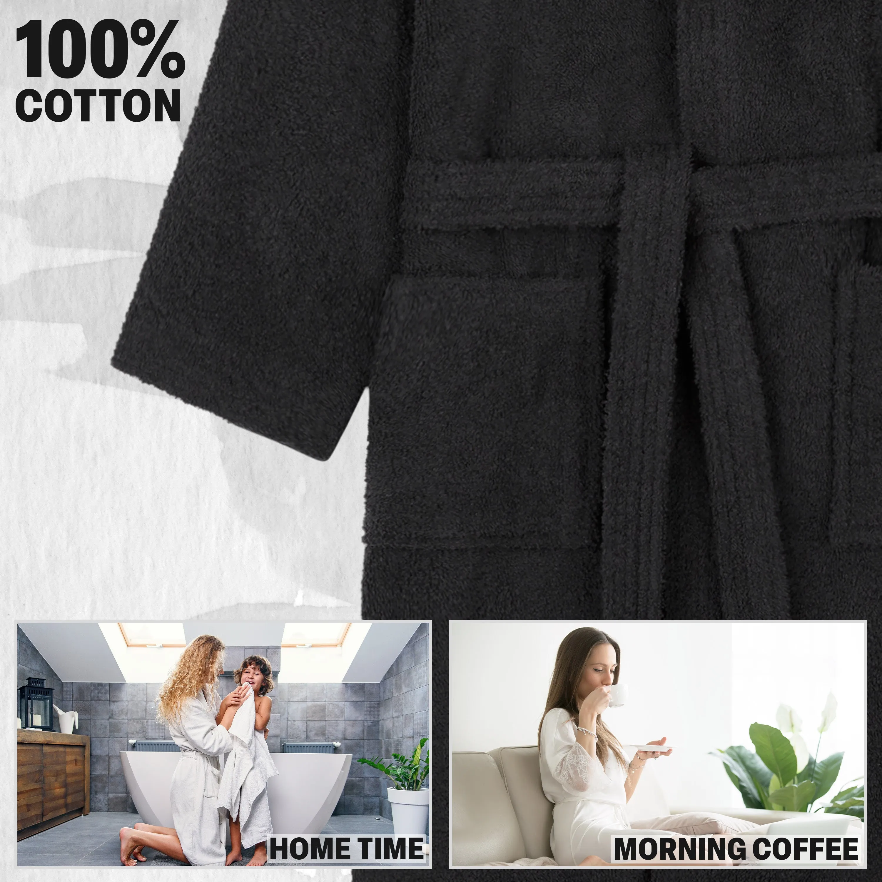 Hooded Bath Robes for Women - Absorbent Cotton Terry Towelling Bathrobe