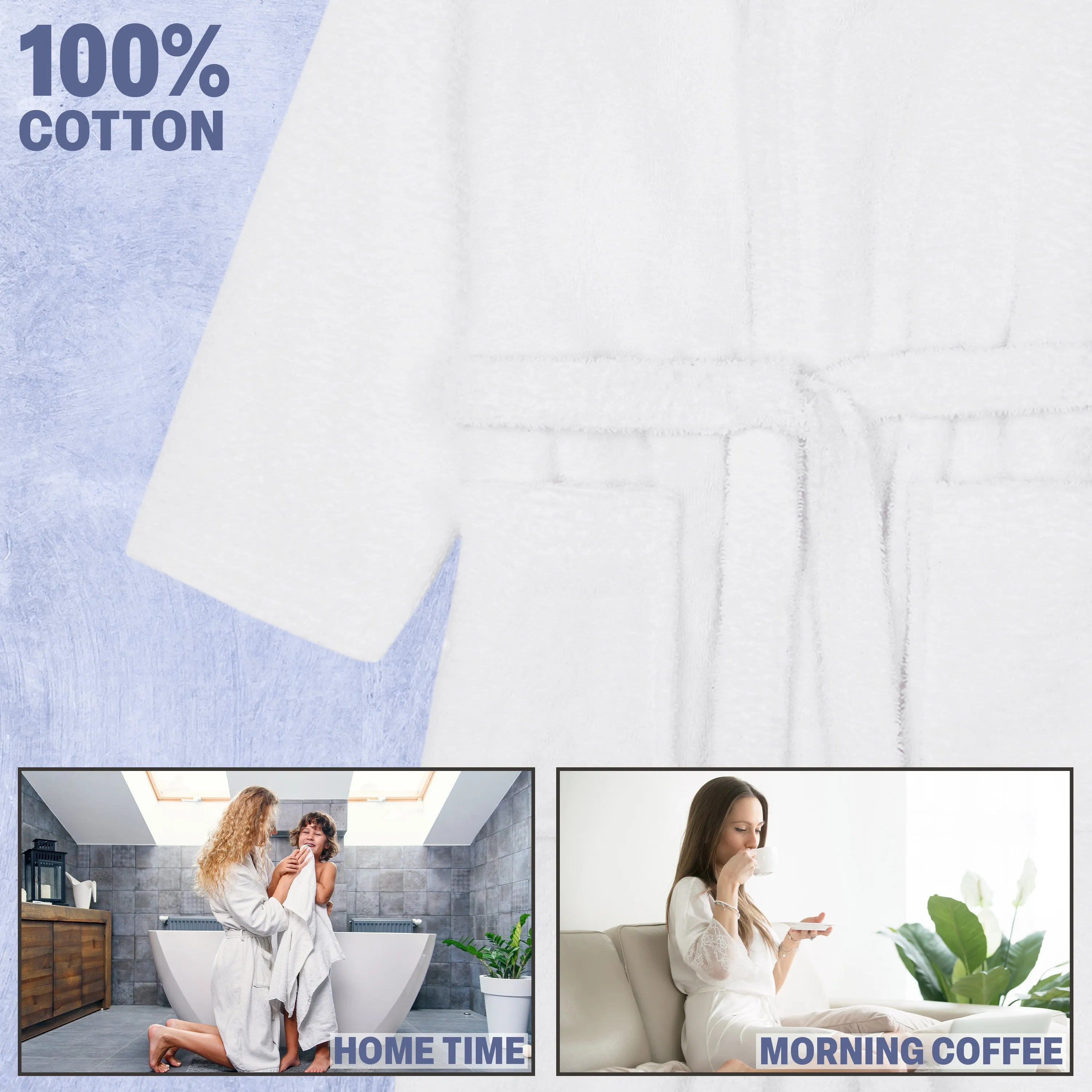 Hooded Bath Robes for Women - Absorbent Cotton Terry Towelling Bathrobe