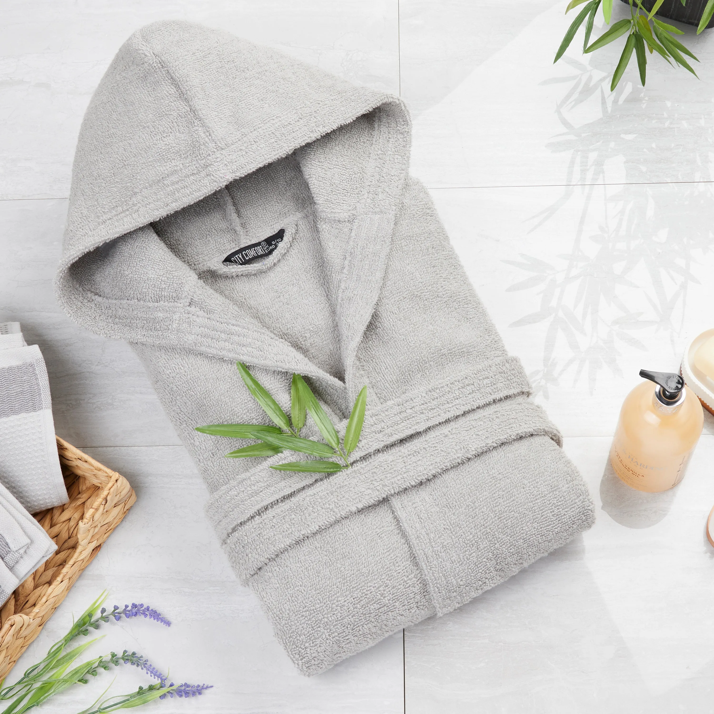 Hooded Bath Robes for Women - Absorbent Cotton Terry Towelling Bathrobe
