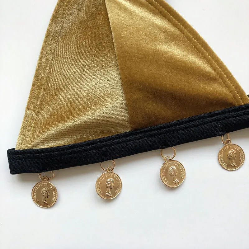 Hot Gold Suede Mid Rise Thong Bottom Bikinis