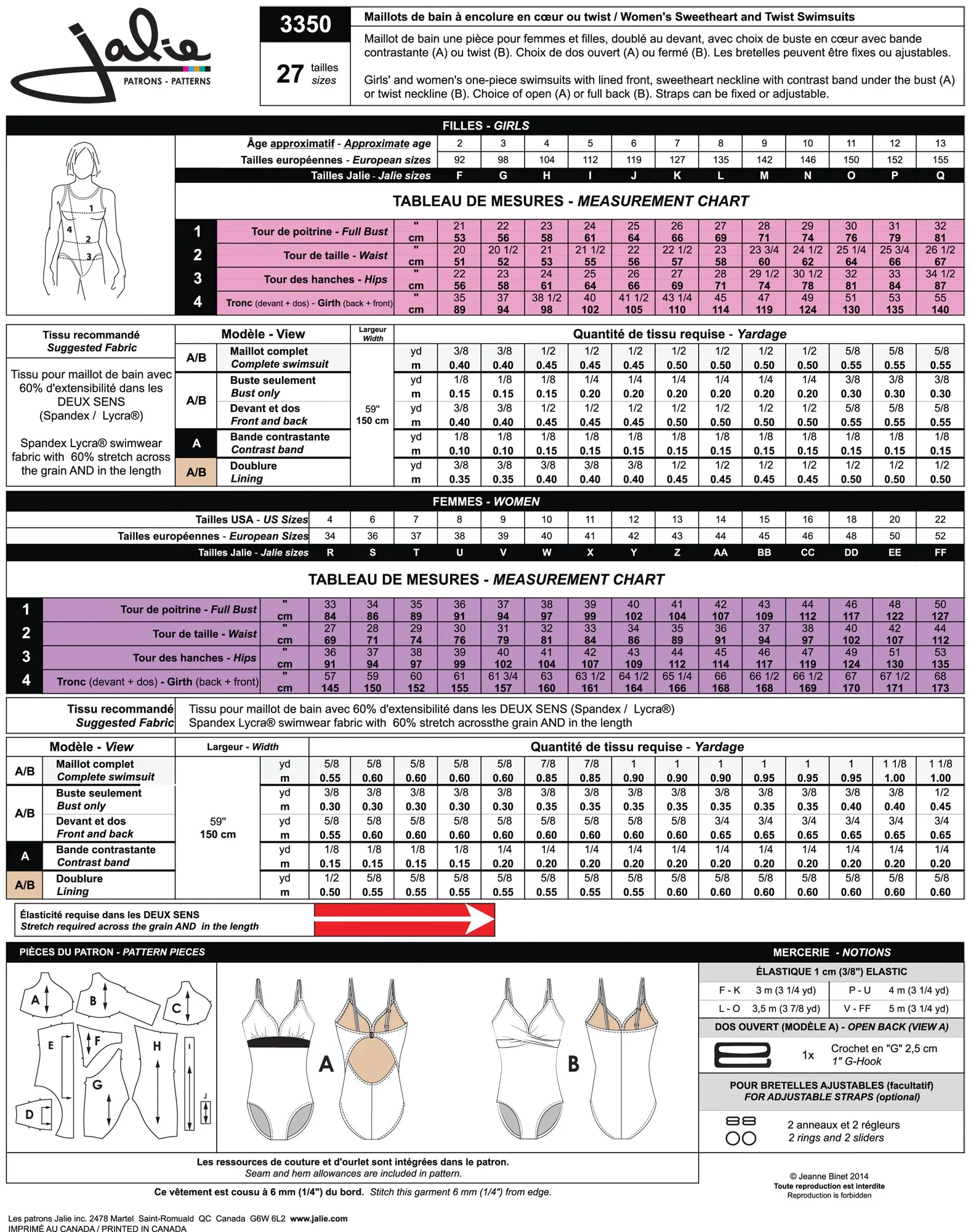 Jalie Pattern 3350 - One-piece swimsuits