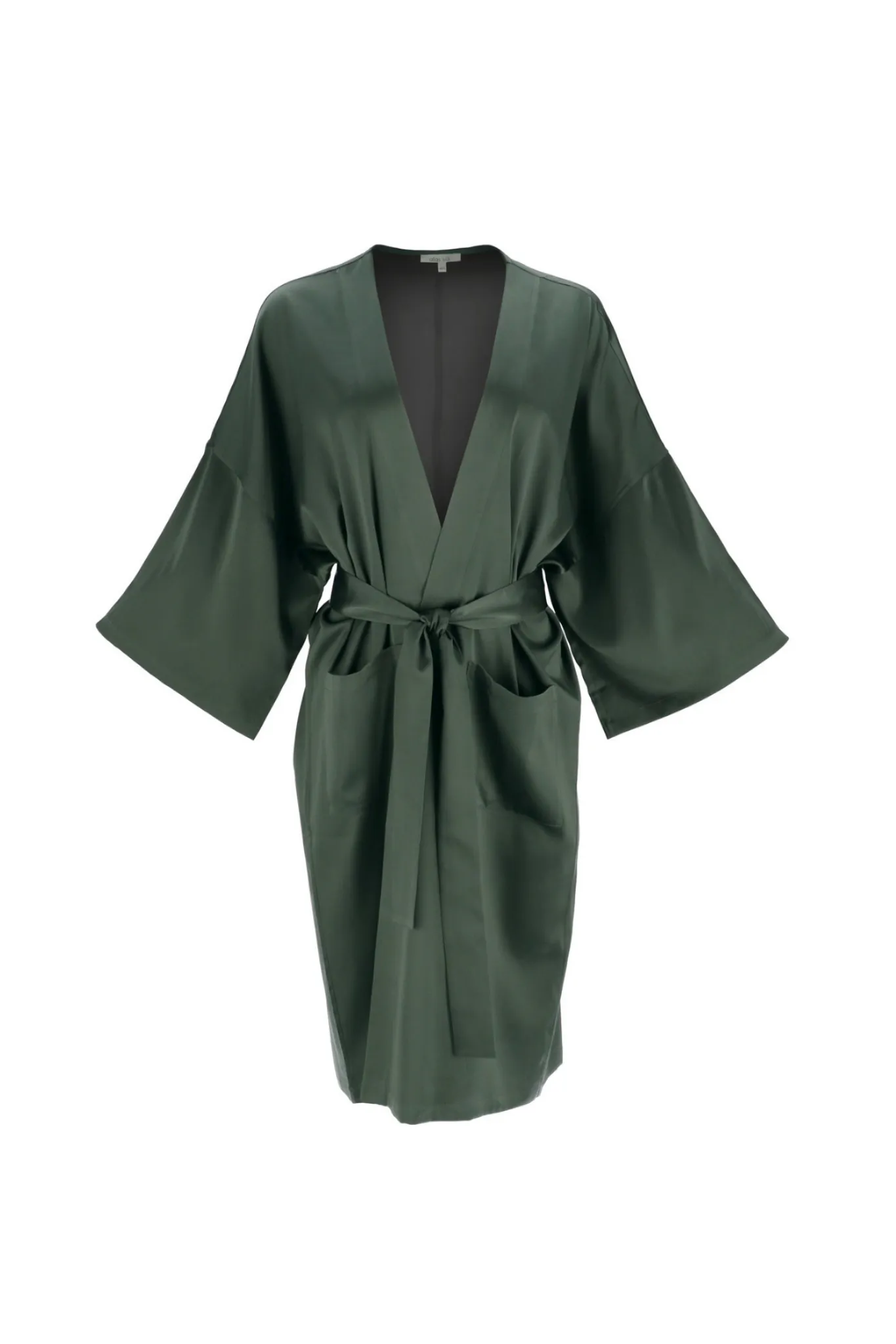 Long Silk Robe 'Meteya' in Rich Green