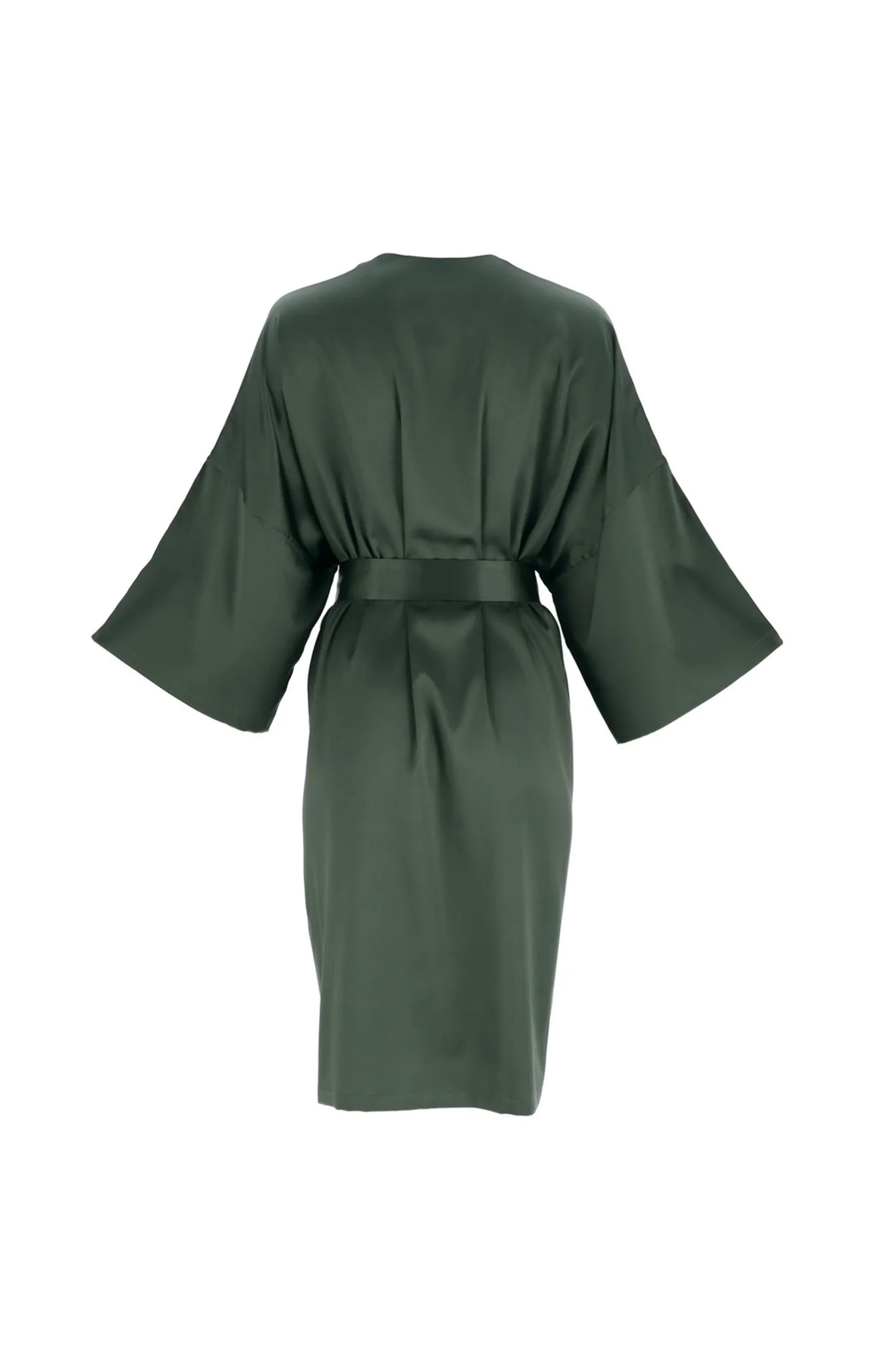Long Silk Robe 'Meteya' in Rich Green
