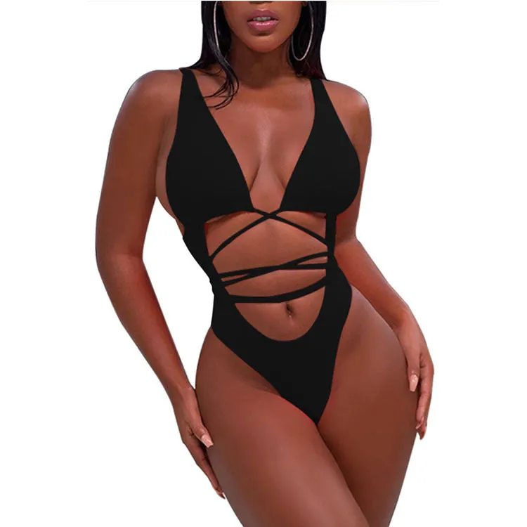 Low Back High Cut Cutout Animal Print Swimsuits