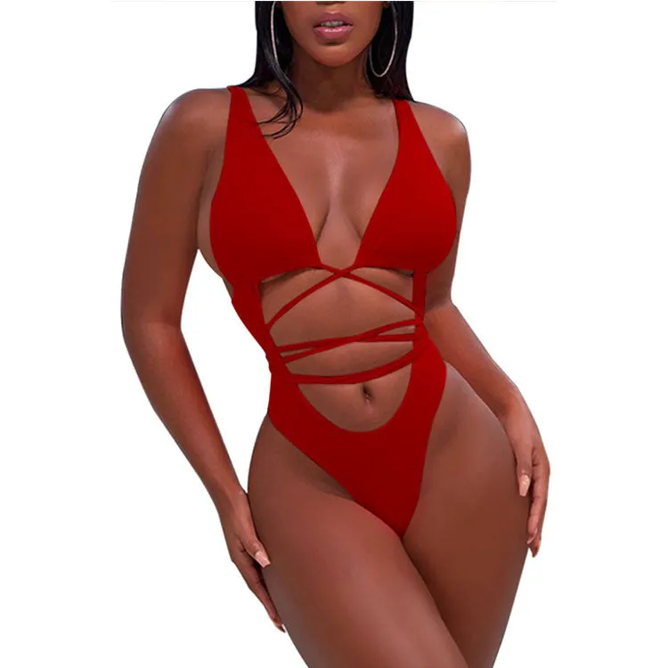 Low Back High Cut Cutout Animal Print Swimsuits