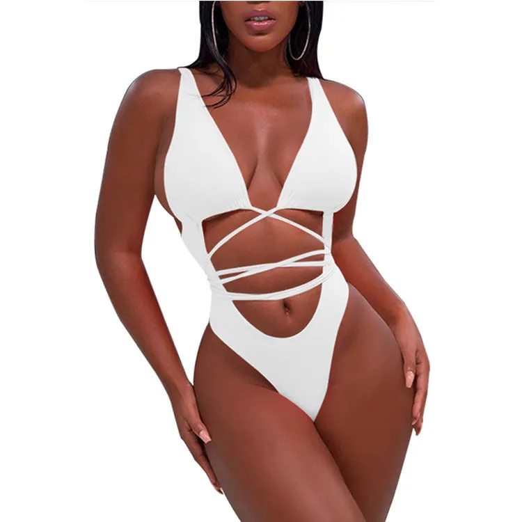 Low Back High Cut Cutout Animal Print Swimsuits