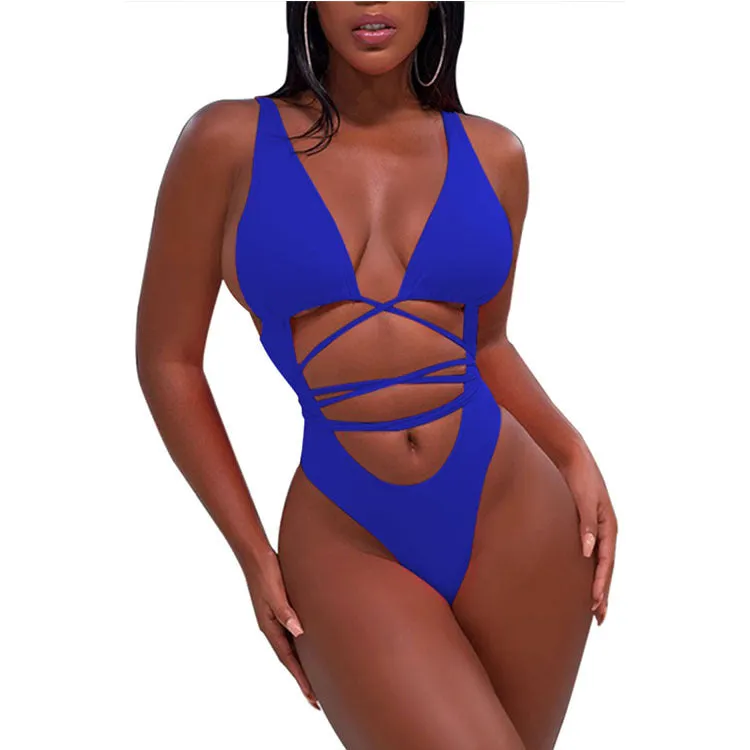 Low Back High Cut Cutout Animal Print Swimsuits