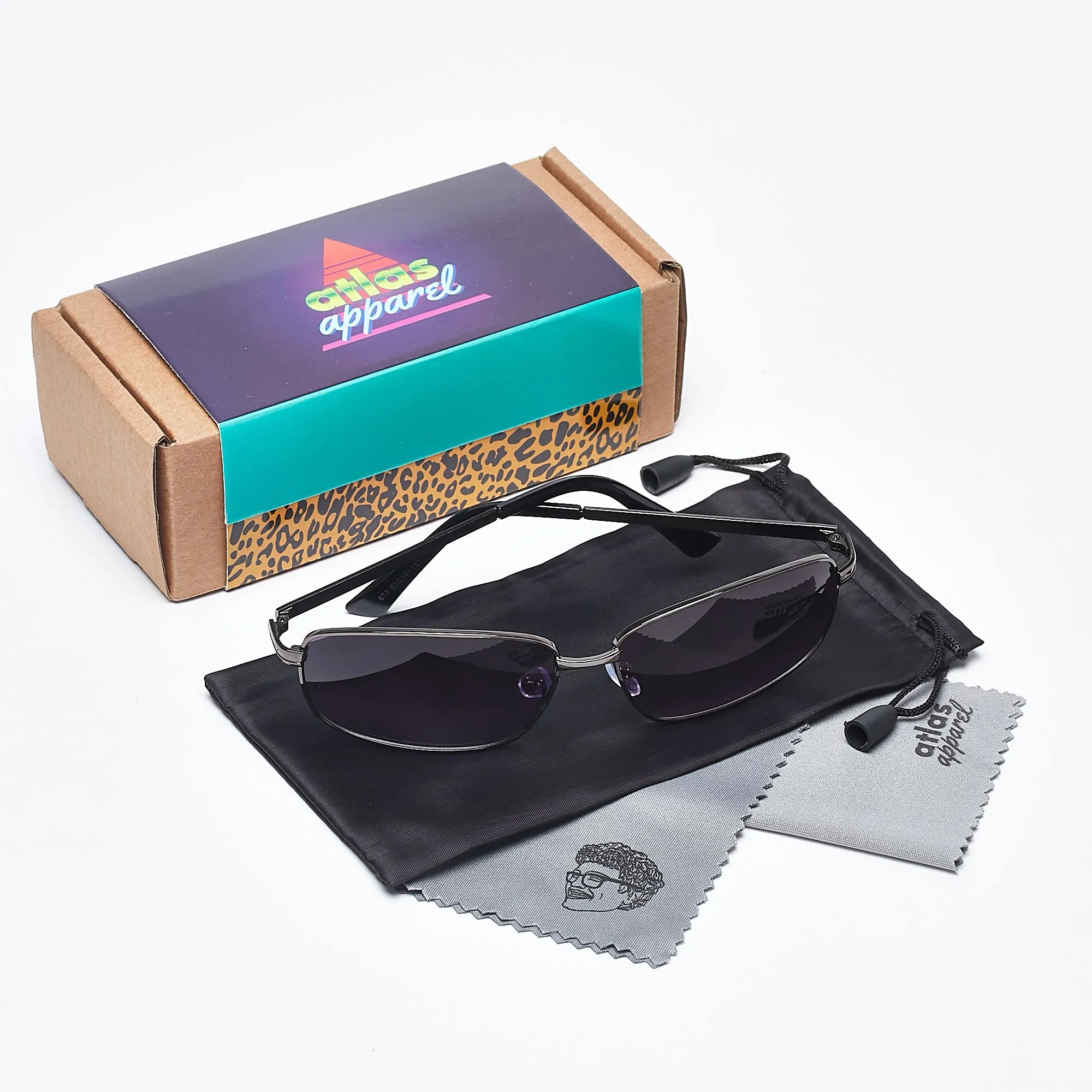 LUKAS (Size 62) UV-Protected Mens Rectangular Sunglasses