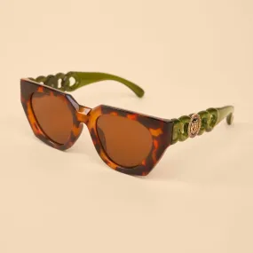 Luxe Zelia Tortoiseshell   Olive Sunglasses
