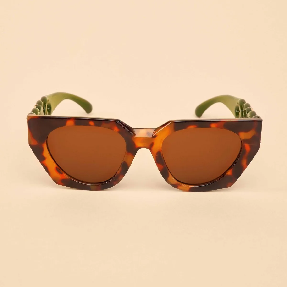 Luxe Zelia Tortoiseshell   Olive Sunglasses