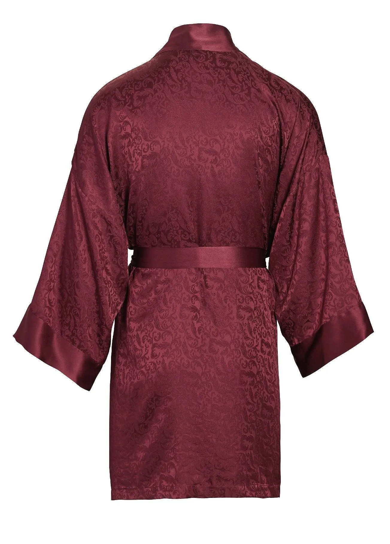 Men's Real Mulberry Silk Robe Kimono Short 38 Inch Long