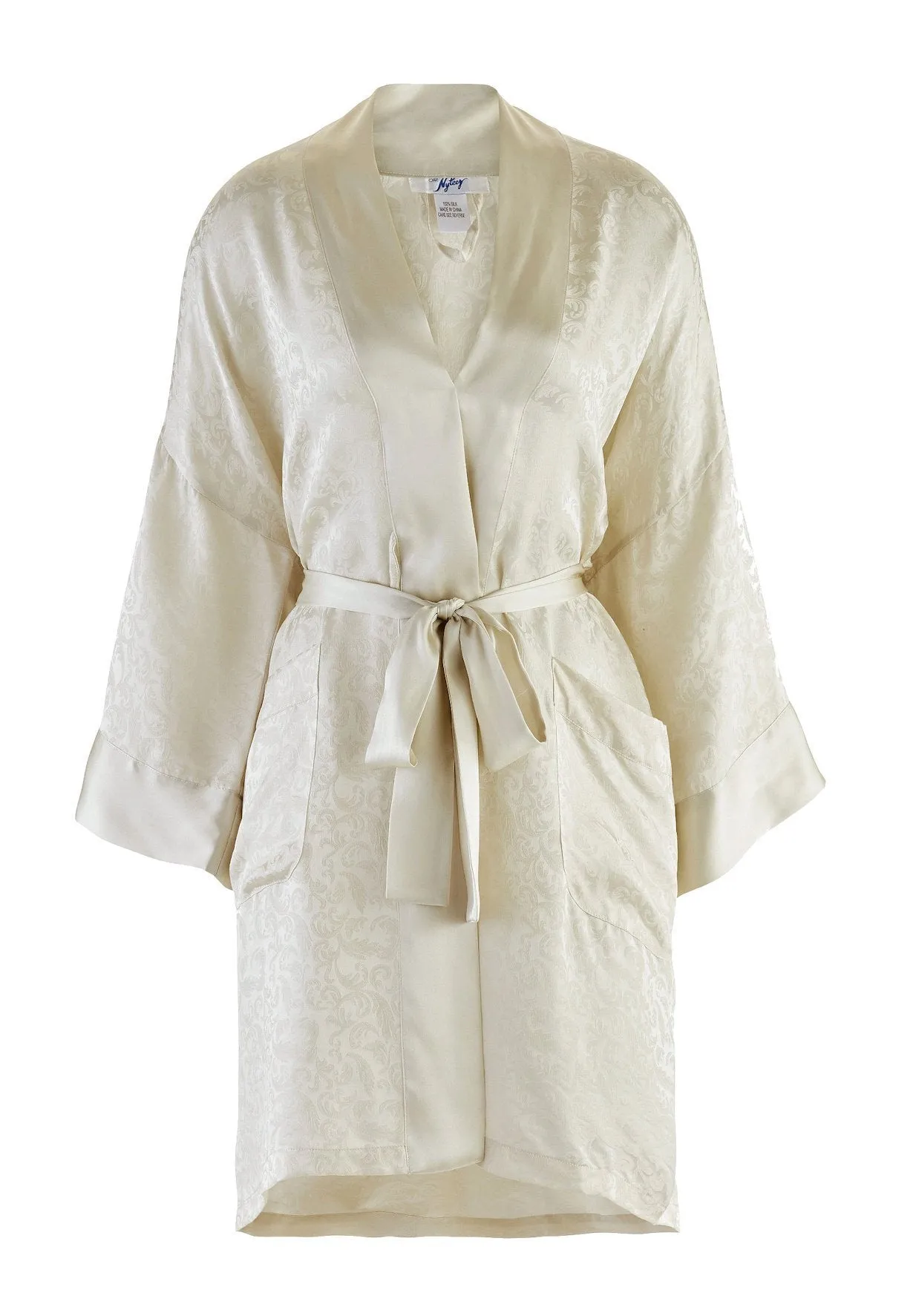 Men's Real Mulberry Silk Robe Kimono Short 38 Inch Long