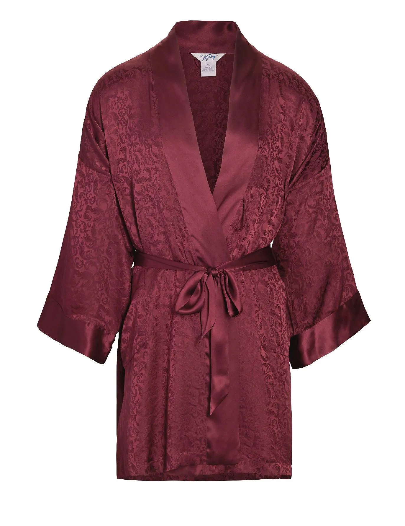 Men's Real Mulberry Silk Robe Kimono Short 38 Inch Long