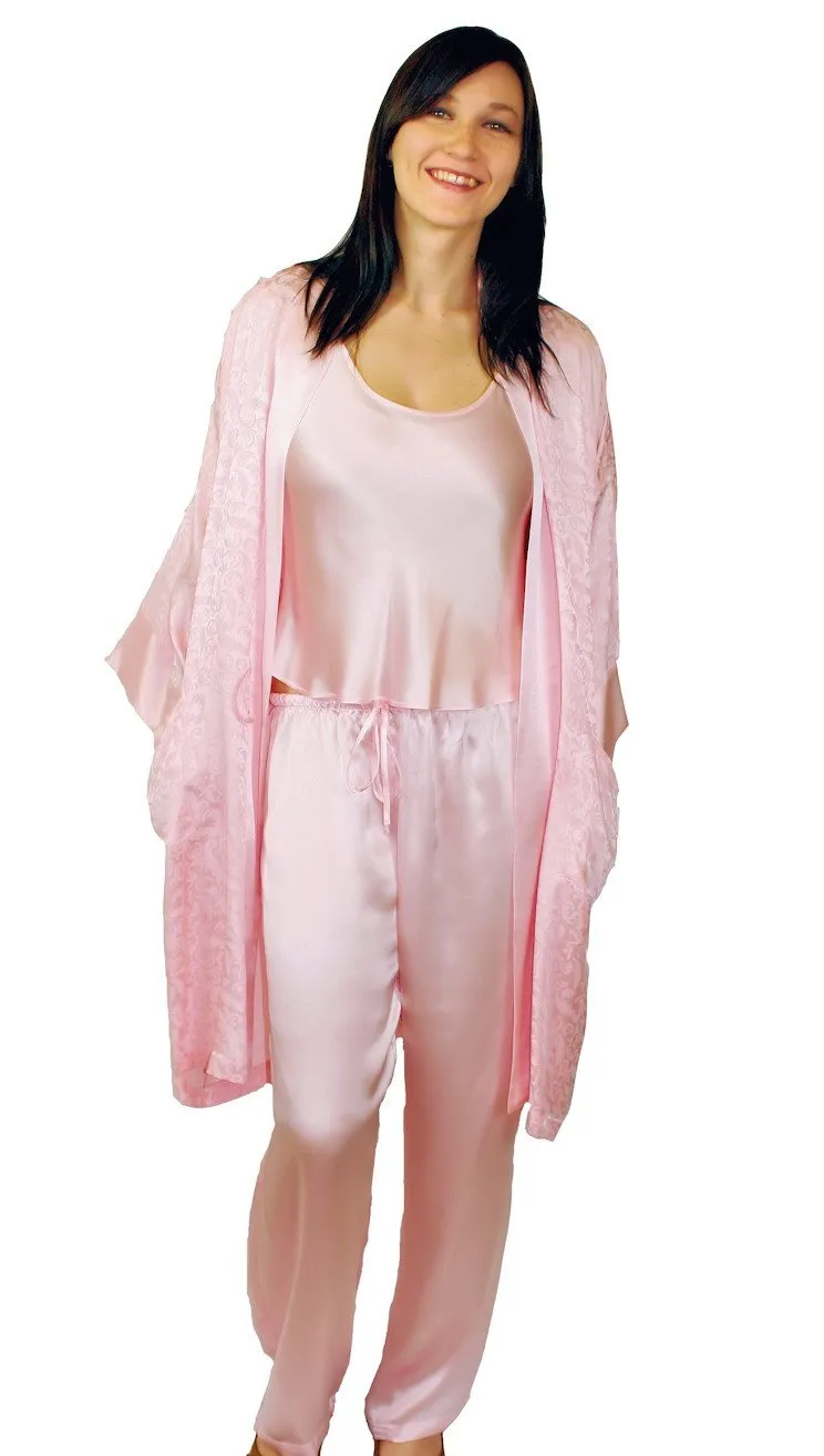 Men's Real Mulberry Silk Robe Kimono Short 38 Inch Long