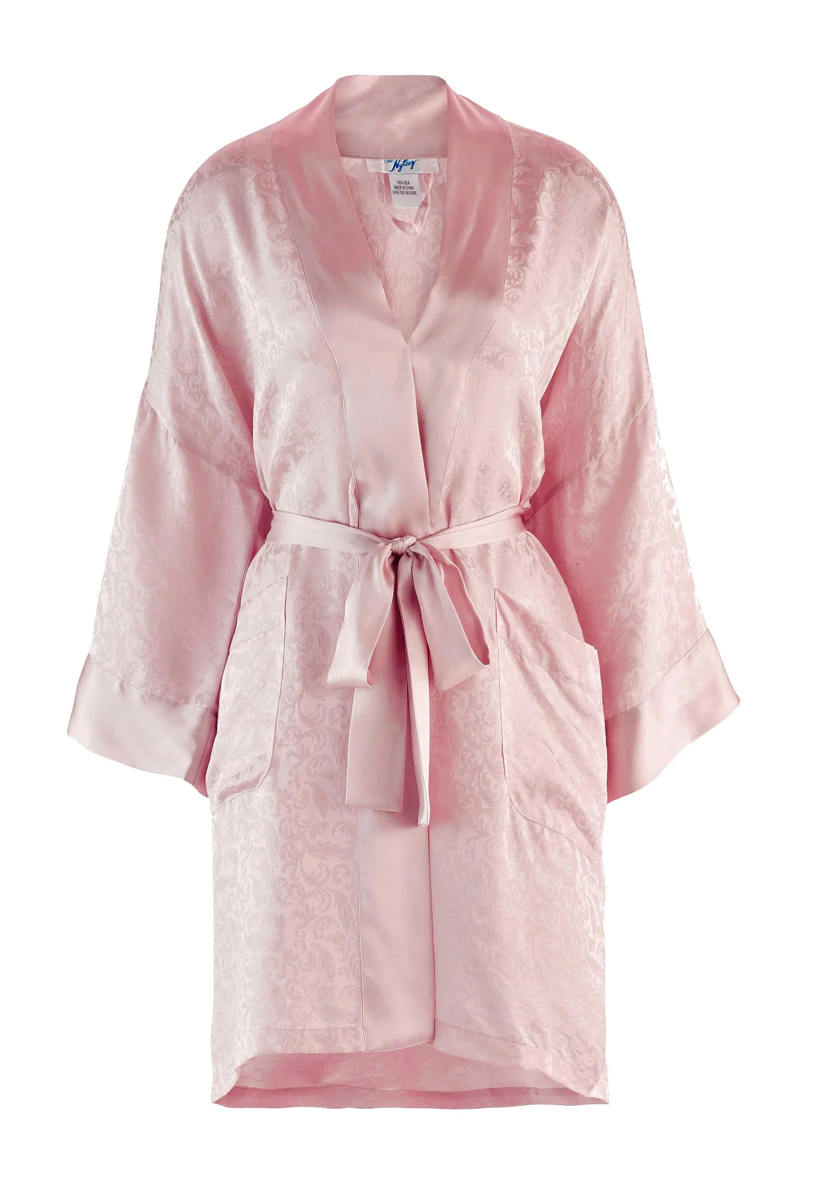 Men's Real Mulberry Silk Robe Kimono Short 38 Inch Long