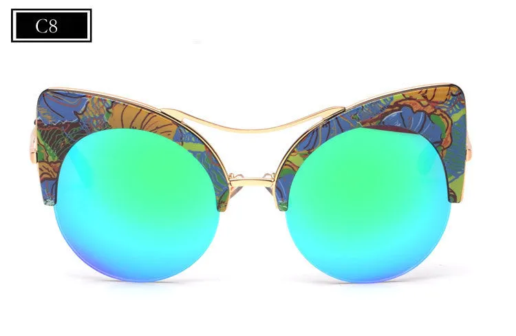 New Fahion Cat Eye Sunglasses Women Brand Designer Sun Glasses Mirror High Quality Oversized Shades