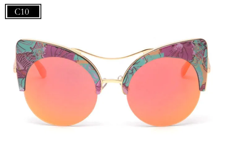 New Fahion Cat Eye Sunglasses Women Brand Designer Sun Glasses Mirror High Quality Oversized Shades