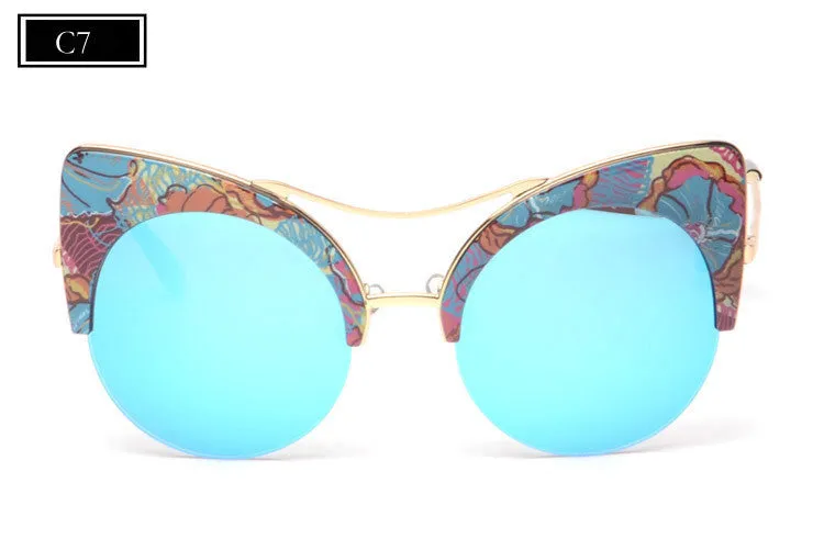New Fahion Cat Eye Sunglasses Women Brand Designer Sun Glasses Mirror High Quality Oversized Shades