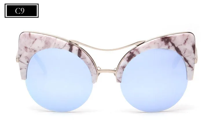 New Fahion Cat Eye Sunglasses Women Brand Designer Sun Glasses Mirror High Quality Oversized Shades