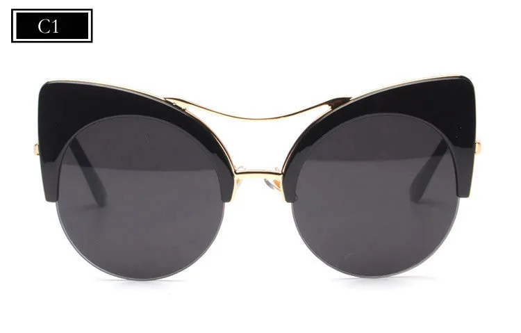 New Fahion Cat Eye Sunglasses Women Brand Designer Sun Glasses Mirror High Quality Oversized Shades