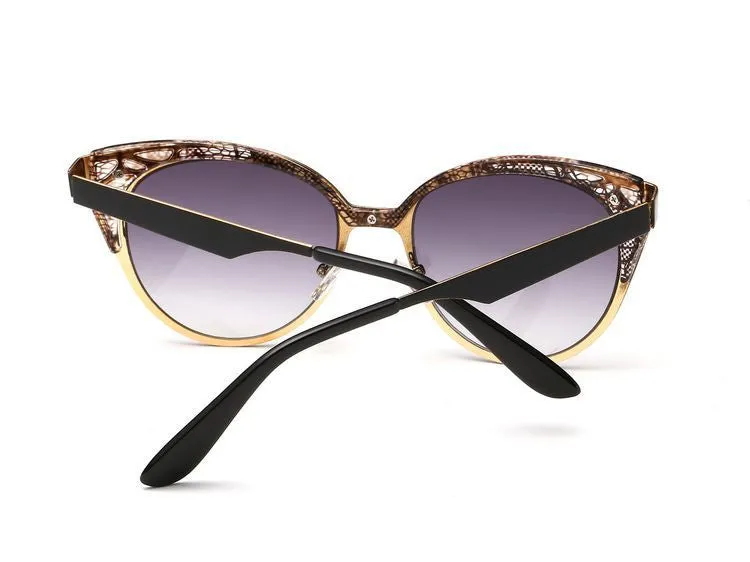 Newest Brand Cat Eye Sunglasses Women Hollow Metal Frame High Quality Sun Glasses Vintage Oculos UV400