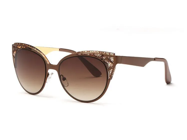 Newest Brand Cat Eye Sunglasses Women Hollow Metal Frame High Quality Sun Glasses Vintage Oculos UV400