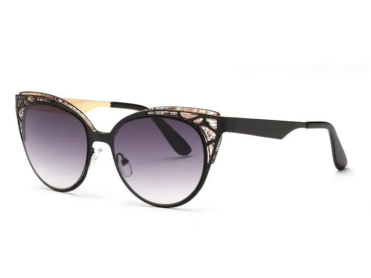 Newest Brand Cat Eye Sunglasses Women Hollow Metal Frame High Quality Sun Glasses Vintage Oculos UV400