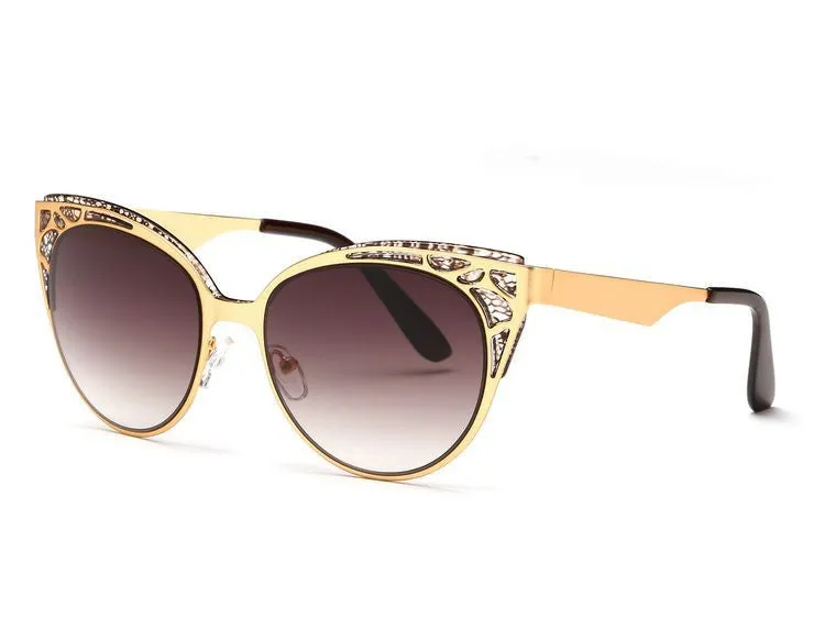 Newest Brand Cat Eye Sunglasses Women Hollow Metal Frame High Quality Sun Glasses Vintage Oculos UV400