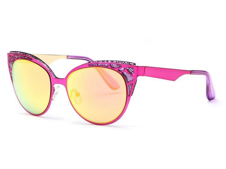 Newest Brand Cat Eye Sunglasses Women Hollow Metal Frame High Quality Sun Glasses Vintage Oculos UV400