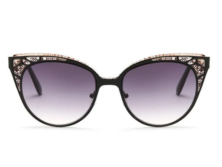 Newest Brand Cat Eye Sunglasses Women Hollow Metal Frame High Quality Sun Glasses Vintage Oculos UV400