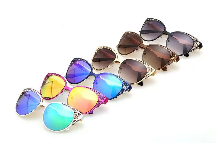Newest Brand Cat Eye Sunglasses Women Hollow Metal Frame High Quality Sun Glasses Vintage Oculos UV400
