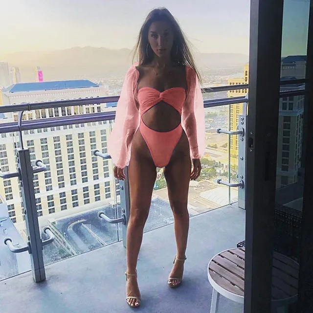 Off Shoulder Cutout High Rise High Cut Swimsuit