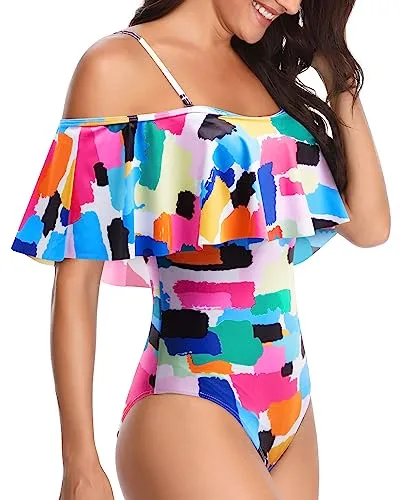 One Piece Vintage Off Shoulder Swimsuits