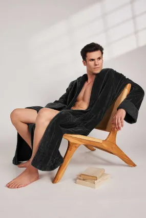 Organic Cotton Hooded Robe - In Black