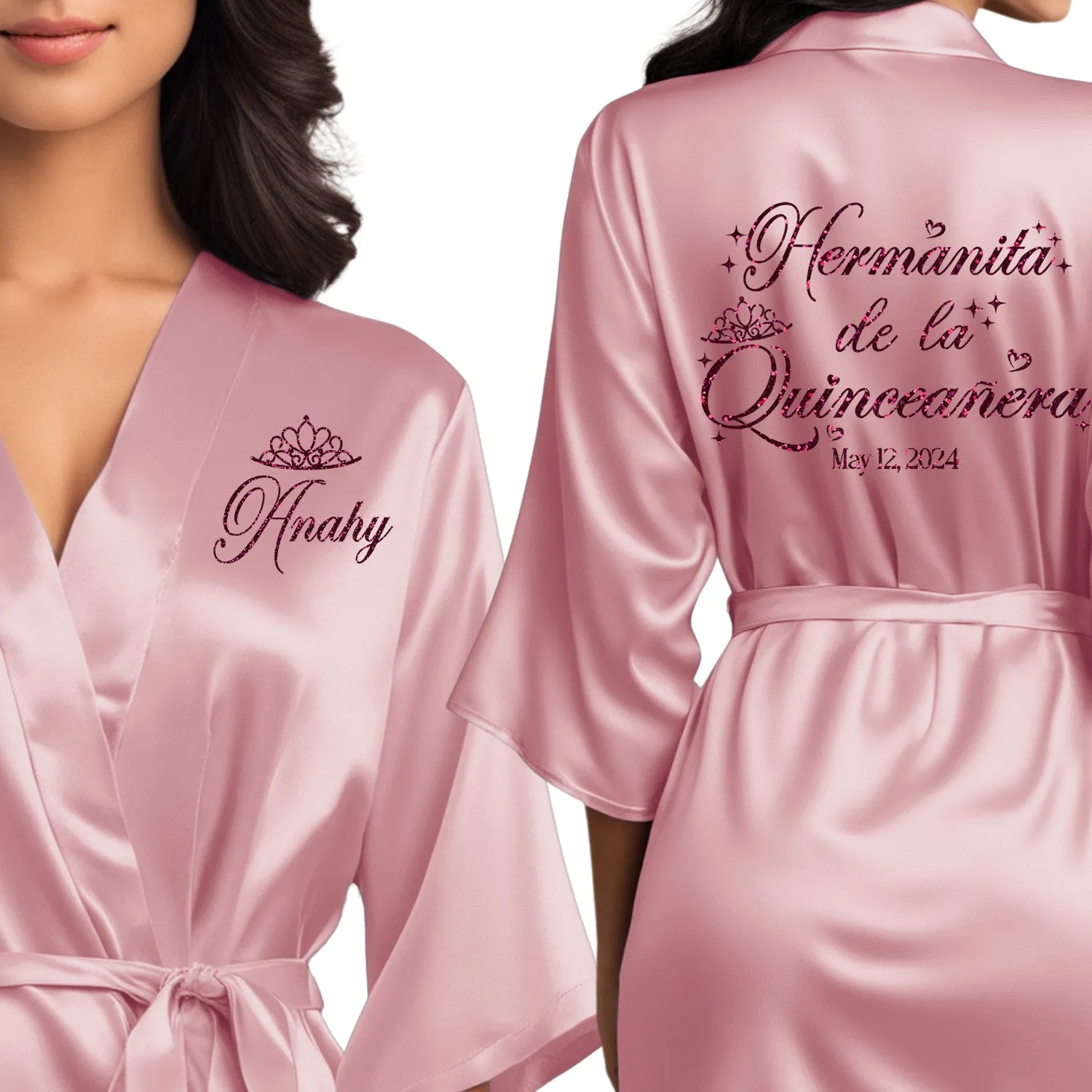 Personalized Rose Pink Mis Quince Años Robes