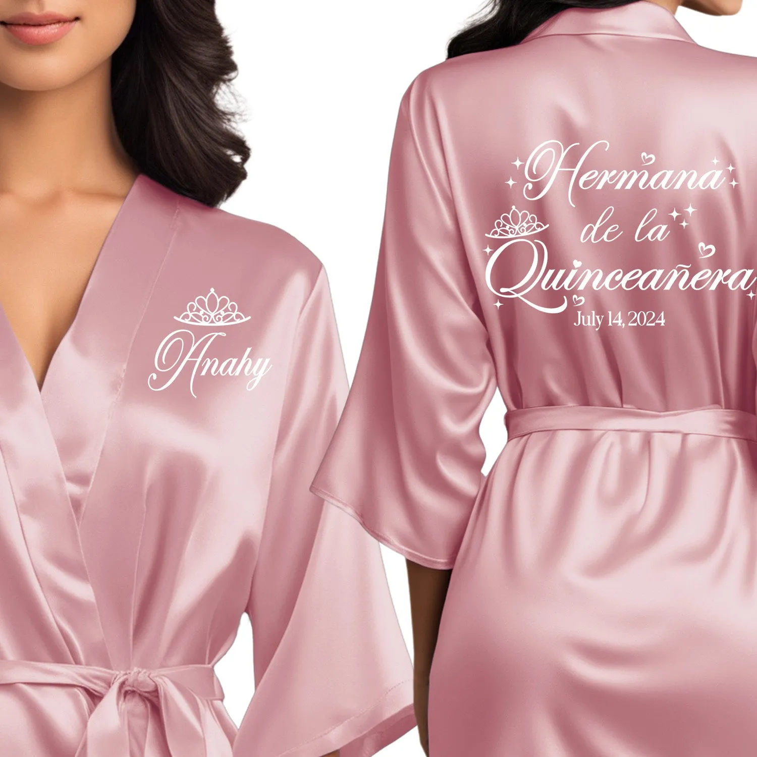 Personalized Rose Pink Mis Quince Años Robes