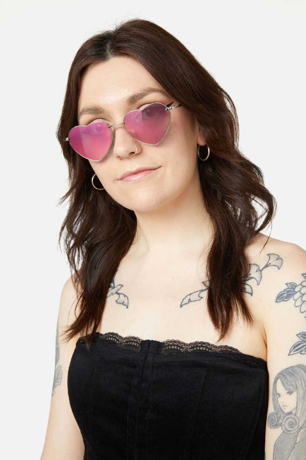 Pink Heart Frame Sunglasses