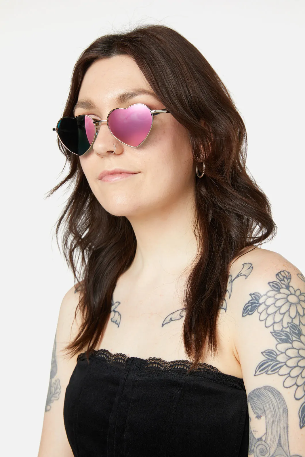 Pink Heart Frame Sunglasses