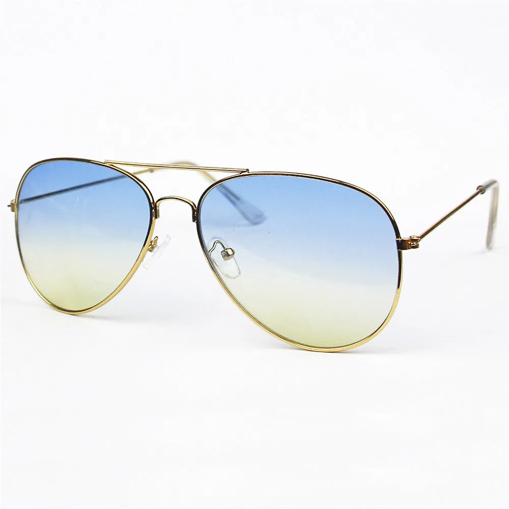 Polarized Sunglasses Aviator Summer Accessories UV400 Protection Glasses Oculos De Sol Gold Frame Gradient Tea Color Lens