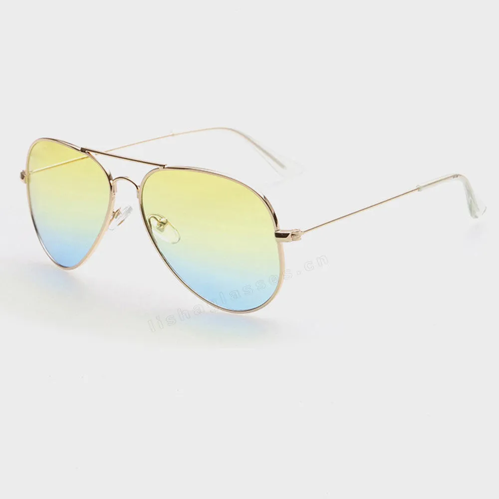 Polarized Sunglasses Aviator Summer Accessories UV400 Protection Glasses Oculos De Sol Gold Frame Gradient Tea Color Lens