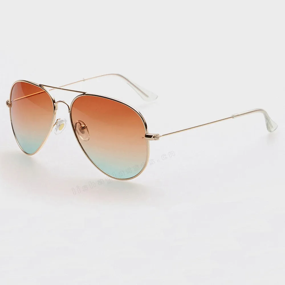 Polarized Sunglasses Aviator Summer Accessories UV400 Protection Glasses Oculos De Sol Gold Frame Gradient Tea Color Lens