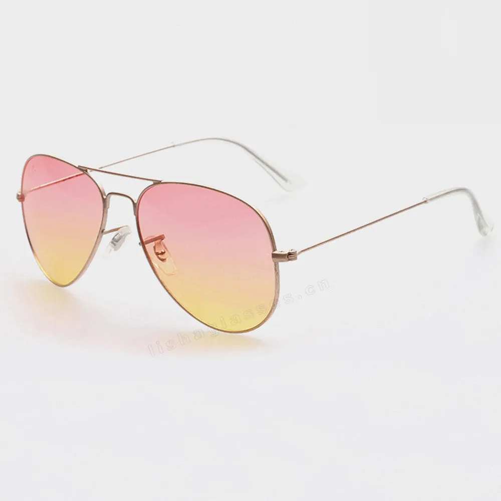 Polarized Sunglasses Aviator Summer Accessories UV400 Protection Glasses Oculos De Sol Gold Frame Gradient Tea Color Lens