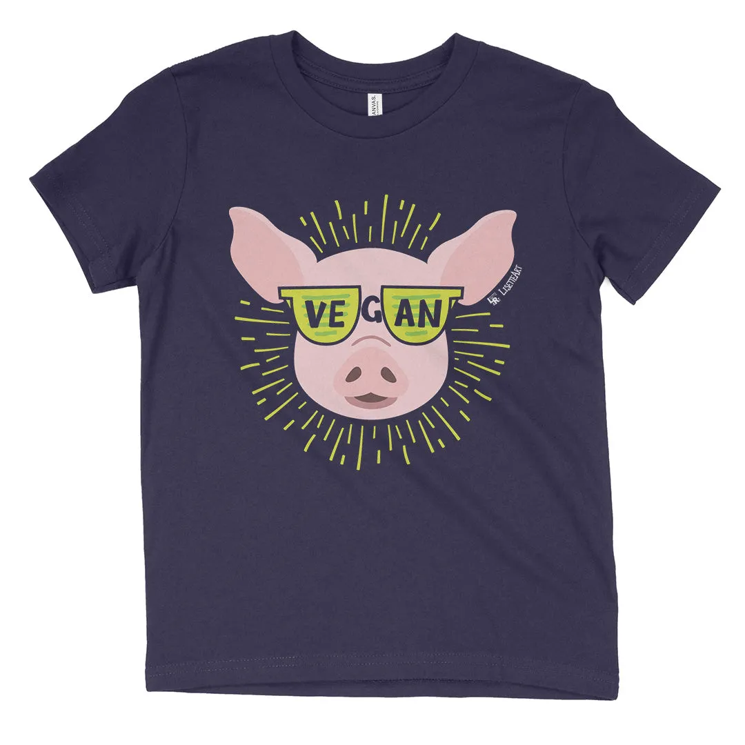 "Vegan Sunglasses" Cool Pig Youth T-Shirt