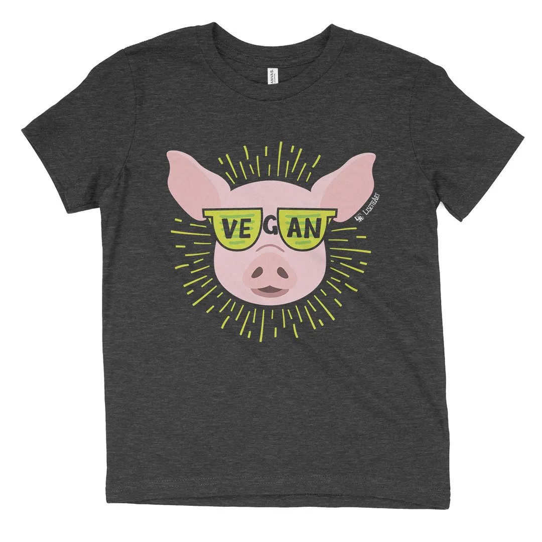"Vegan Sunglasses" Cool Pig Youth T-Shirt