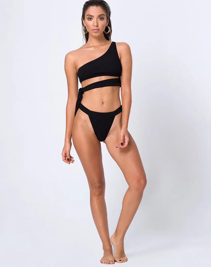 Rawlins Bikini Top in Crinkle Rib Black