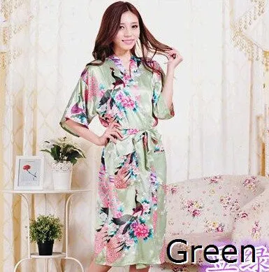 RB015 Satin Robes for Brides Wedding Robe Sleepwear Silk Pijama Casual Bathrobe Animal Rayon Long Nightgown Women Kimono XXXL
