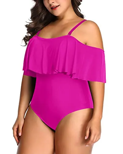 Removable Padded Bra Tummy Control One Piece Swimsuit-Purple